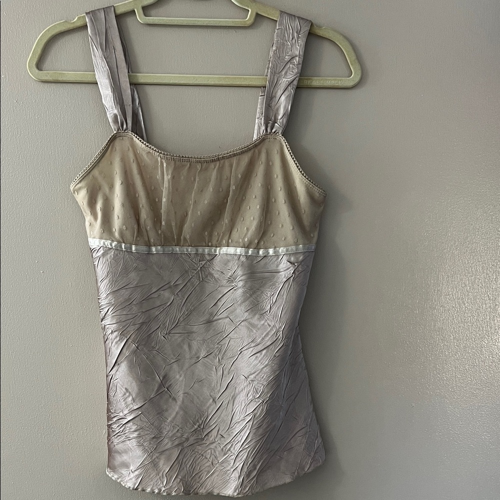 Elegant Women's Satin Top - Silver. A.BYER. M. Good used condition. VINTAGE?